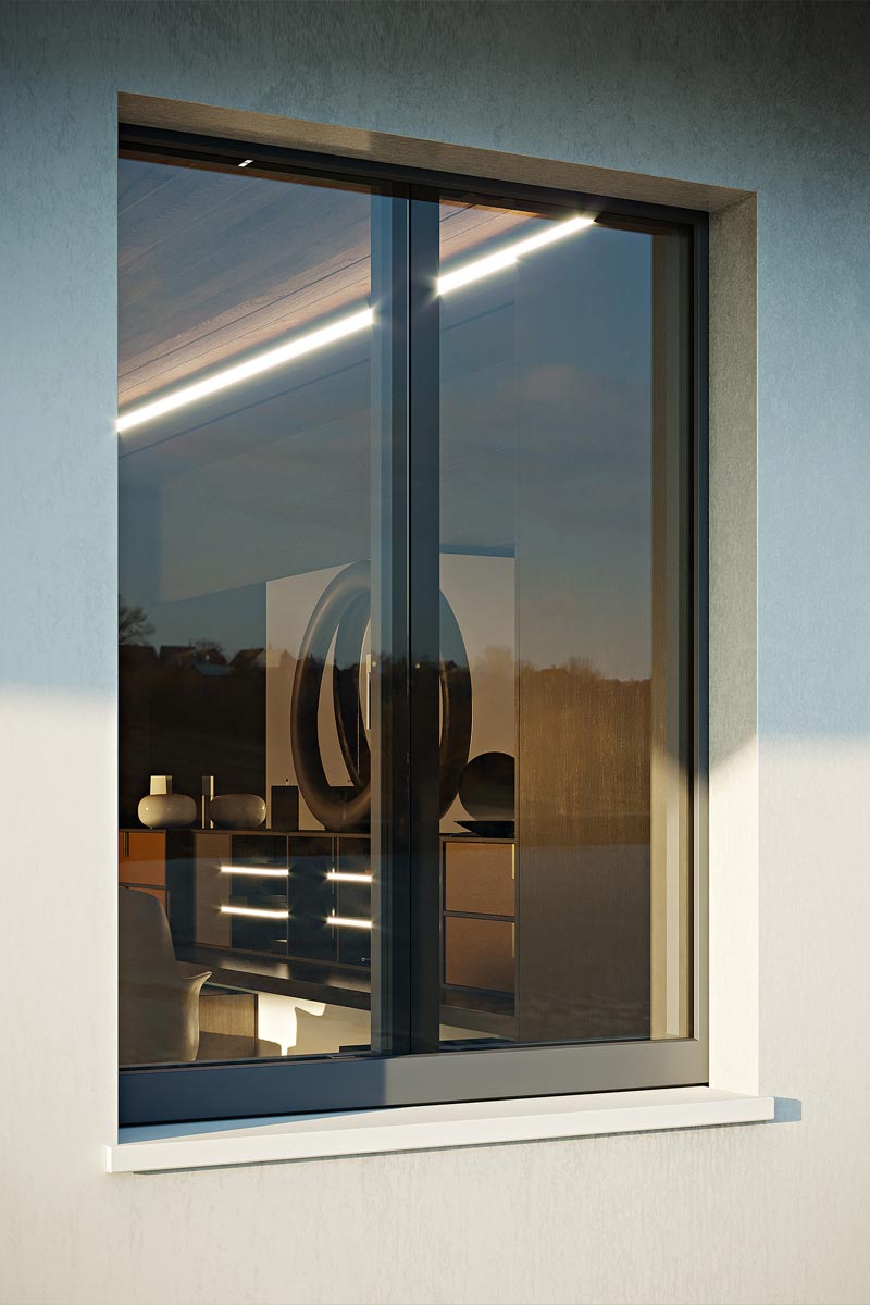 claris finestra minimale in legno-vetro strutturale